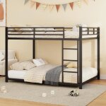 Lit superpos enfant - noir - 140 x 200 cm - mtal - barrires de scurit - 2 places
