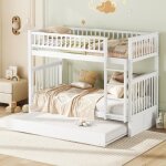 Lit superpos enfant - blanc - 3 places - 90 x 200 cm - lit gigogne - bois de pin et mdf