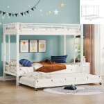 Lit superpos� enfant 90x200 cm cadre de lit en fer avec lit gigogne blanc