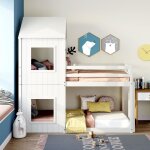 Lit superpos� enfant 90x200 cm avec �chelle toit et protection antichute lit mezzanine en pin massif ...