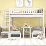 Lit superpos enfant 90x200cm + 120x200cm lit mezzanine bois massif blanc