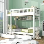 Lit superpos - enfant - bois pin - 90x200cm - 2 tiroirs - blanc