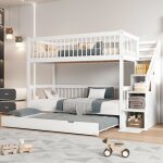 Lit superpos enfant - non spcifi - 3 places - 90x200cm - lit gigogne - chelle de rangement