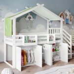 Lit superposé enfant 90x200cm - okwish - 1 armoire et 2 casiers - escalier rangement - 1 sommier inclus ... Lit superposé enfant 90x200cm - okwish - 1 armoire et 2 casiers - escalier rangement - 1 sommier inclus ...