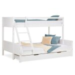 Lit superpos� - homestyle4u - 2724 - 90x200 et 140x200 - bois massif - 3 places - blanc