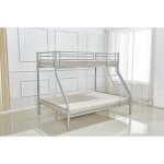 Lit superpos tryo ? 3 places ? mtal gris ? 90x200 cm et 140x200 cm ? sommier inclus