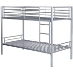 Lit superposé - métal - gris - 90x190 cm - 2 places - sommier inclus Lit superposé - métal - gris - 90x190 cm - 2 places - sommier inclus