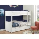 Lits superposés séparables anchise ii - 2 x 90 x 190 cm - avec rangements - pin blanc Lits superposés séparables anchise ii - 2 x 90 x 190 cm - avec rangements - pin blanc