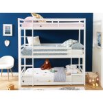 Lits superposs triple - 3 x 90 x 200 cm - pin - blanc - vagar
