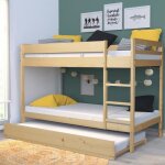Lit superpose wally 90x190 + 2 sommiers + 1 lit tiroir / naturel