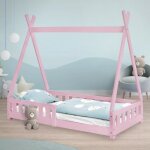 Ml - design lit denfants tipi rose avec protection contre les chutes en bois de pin massif 80x160 cm ...