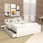 Lit twist 140x190 + 2 chevets + 1 tiroir / blanc Lit twist 140x190 + 2 chevets + 1 tiroir / blanc