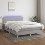 Lit - v geby - 140x190 cm - sommier tapissier avec matelas - t�te de lit r�glable - led int�gr�es