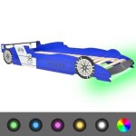 Lit voiture de course pour enfants avec led - ovonni - 90 x 200 cm - bleu Lit voiture de course pour enfants avec led - ovonni - 90 x 200 cm - bleu