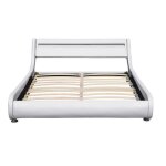 Lit ava pour matelas 140x200 - sommier tte de lit eclairage led incurve couleur blanc pieds en 5 cm pour ... Lit ava pour matelas 140x200 - sommier tte de lit eclairage led incurve couleur blanc pieds en 5 cm pour ...