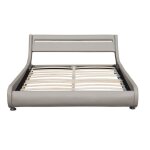 Lit ava pour matelas 140x200 - sommier tte de lit eclairage led incurve couleur gris pieds en 5 cm pour ... Lit ava pour matelas 140x200 - sommier tte de lit eclairage led incurve couleur gris pieds en 5 cm pour ...