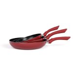 Livoo men124rc set de 3 poles aspect pierre coloris rouge chili diamtre 20 - 24 - 28 cm en aluminium ...