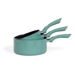 Livoo men125vs set de 3 casseroles aspect pierre coloris vert diamtres 16 - 18 - 20 cm en aluminium