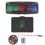 Livoo tea285 pack gaming 4 en 1 clavier filaire led rgd / souris filaire led rgb / tapis rgb 35 x 25 ...