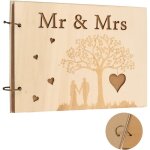 Livre dor de mariage en bois 40 feuilles mr&mrs album personnalis rustique livre dinvit message pour ...