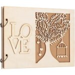 Livre dor de mariage en bois album de mariage album de fianailles avec motif love arbre damour pour ...