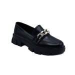 Loafers femme mocassins confort - noir - semelle plateforme crant�e