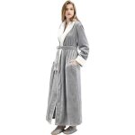 Longue peignoir femme robe de chambre chaud hiver flanelle peignoir de bain - m