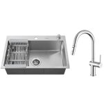 vier 1 bac 68x45x19cm en inox avec robinet cuisine de douchette extractible distributeur de savon et ...
