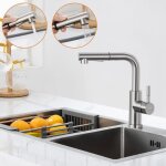 Robinet de cuisine - lonheo - 7 - forme - acier inox bross - douchette extractible - rotatif 360