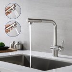 Robinet de cuisine avec douchette extractible 2 fonctions mitigeur dvier 7 - forme en inox avec barboteur ...