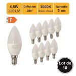 Lot de 10 ampoules led e14 45w 330lm 3000k - garantie 5 ans