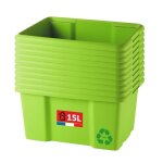 Lot de 10 bacs de rangement plastique 15l empilables - vert Lot de 10 bacs de rangement plastique 15l empilables - vert