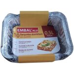 Lot de 10 barquettes aluminium profonde - embalalu - 0. 5l - avec couvercle carton