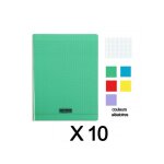 Lot de 10 cahiers - a4 - 21x297(cm) - grands carreaux - 48 pages - couverture en polypro - sans spirale ...