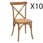 Lot de 10 chaises en bois de chne coloris naturel - pegane - salle  manger - vintage - intrieur