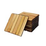 Lot de 10 dalles de terrasses 30x30cm en bois dacacia. motif lin�aire. � lattes. clipsables