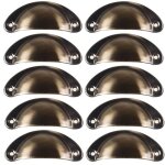 Lot de 10 poign�e bouton de porte d�coration en forme de coquille 82mm pour meuble tiroir - bronze vert ...