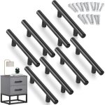 Lot de 10 poignees meubles noir bouton de meuble cuisine noir t poignes placard tiroir entraxe 128mm ...