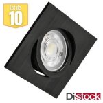 Lot de 10 spots led encastrables 3en1 carré noir 7w ip20 Lot de 10 spots led encastrables 3en1 carré noir 7w ip20
