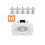 Lot de 10 spots led encastrables carré blanc 5w ip20 4000k Lot de 10 spots led encastrables carré blanc 5w ip20 4000k