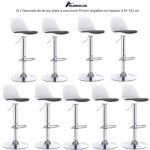 Lot de 10 tabourets de bar blancs en pu noir r�glables en hauteur h 83 - 103 cm - quiienclee