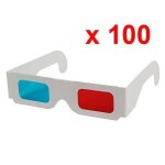 Lot 100 lunettes 3d anaglyphe rouge / cyan bleu en carton universelle