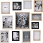 Lot de 12 cadres photo - paris prix - vues - bois verre & mdf - beige Lot de 12 cadres photo - paris prix - vues - bois verre & mdf - beige