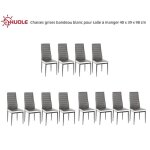 Gulovej - lot de 12 chaises huole grises bandeau blanc pour salle � manger 40 x 39 x 98 cm