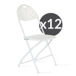 Lot de 12 chaises pliantes - mob event pro - blanc - acier et rsine plastique - 110 kg