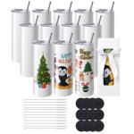 Lot de 12 gobelets thermos � sublimation - vevor - 95 cl - fins et droits - acier inoxydable vierges ...