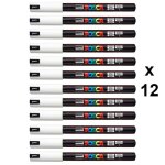 Lot de 12 marqueurs posca pc - 1mr blanc pointe extra - fine calibr�e