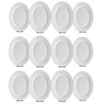 Lot de 12 plat oval assiette de service coloris blanc en verre - longueur 22 x profondeur 15 cm - juanio ...