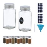 Relaxdays lot de 12 pots � �pices avec entonnoir verres � condiments avec �tiquettes 120 ml verre transparent ...