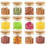Lot de 12 pots  pices pots de conservation pots  pices en verre 120 ml avec couvercle en bois de ...